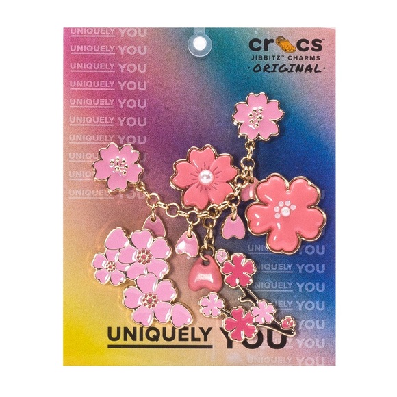🌸🌸BLOOMING CHERRY BLOSSOM 🌸 🌸 5-Pack METAL Jibbitz Charms - Picture 1 of 3